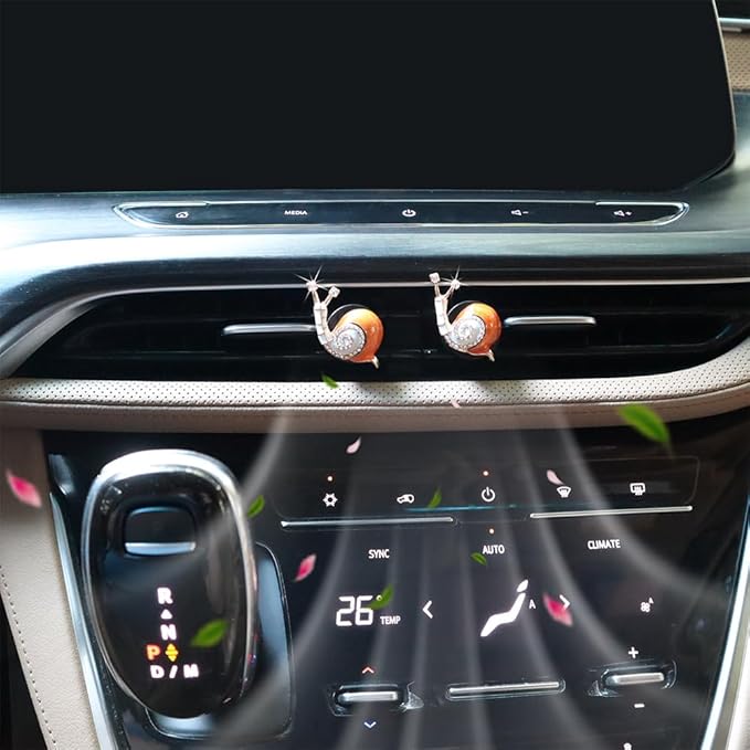 Snail Car Decor,2pcs Orange Snail Car Air Freshener Vent Clips,Cute Interior Accessories for Women Teens New Driver,Refillable Aesthetic Diffuser