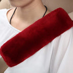 OGLAND 2 Pack Genuine Sheepskin Wool Car Seat Belt Pads for Auto Car Seatbelt Covers, Soft Shoulder Pad, Neck Cushion Protector(Claret)