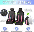 4PCS Cooling Car Seat Covers,Breathable Front Seat Covers with Mesh Construction and Foam Padding,Car Seat Protector to Reduce Back Sweating,Universal Car Interior for Car SUV (Pink)