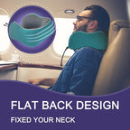 napfun Neck Pillow for Traveling, Upgraded Travel Neck Pillow for Airplane 100% Pure Memory Foam Travel Pillow for Flight Headrest Sleep, Portable Plane Accessories, Teal Striped Kit
