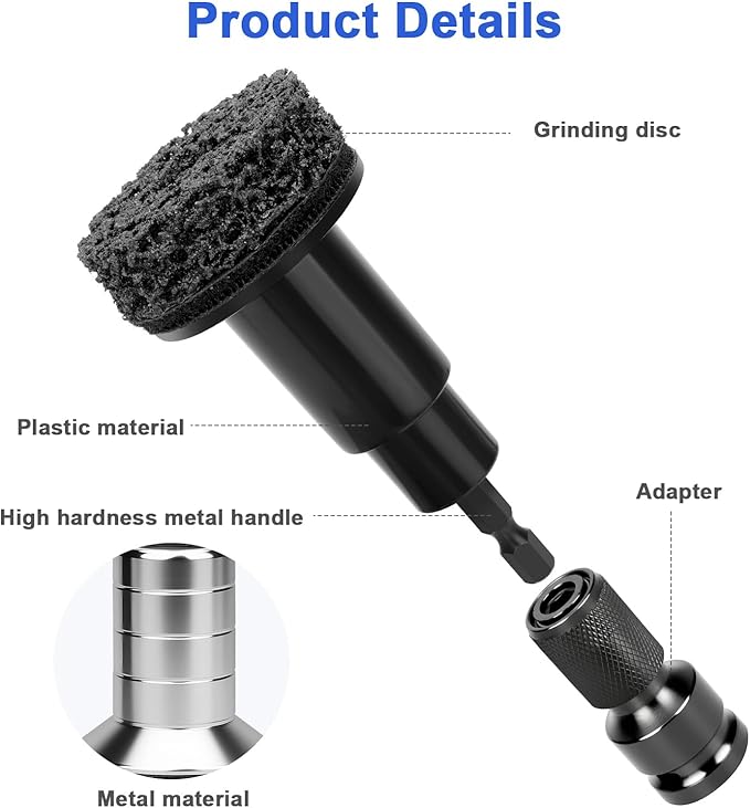Linkstyle Wheel Hub Cleaning Kit, Aluminum Alloy Hub Cleaning Tool with 7 Abrasive Pads and 2 1/2" Adapters, Drill Attachment Compatible with Power Drill & 1/2" Impact Driven Wrench