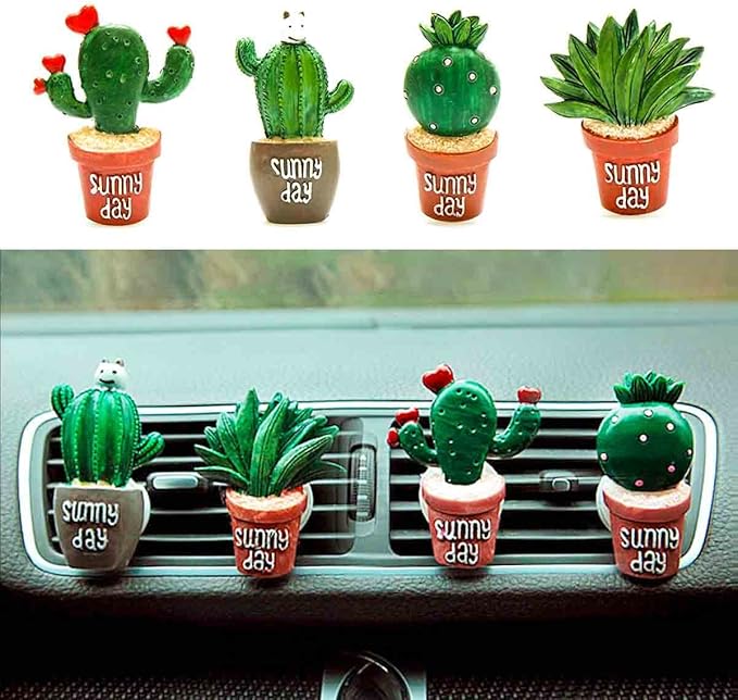 Cactus Car Air Freshener - Vent Clip Interior Accessory, Scent Freshener Perfume Aromatherapy Clip for Women