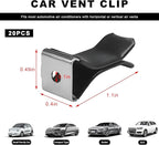 20PCS Square Head Car Vent Clips, Auto Air Conditioner Decorative Clips Output Perfume Clamp, Metal Air Freshener Clip Vent Output Clamps Replacement for Most Vehicles