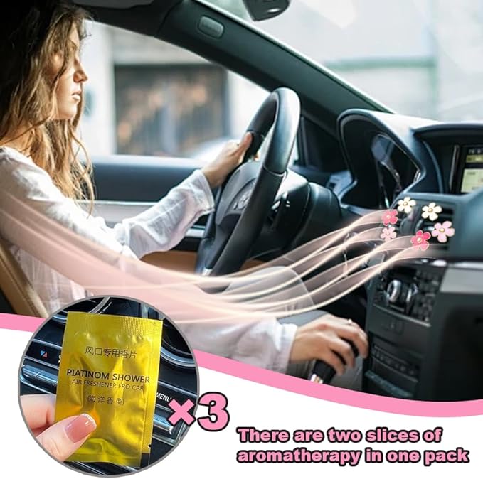 6 Pcs Daisy Flower Air Vent Clip Air Conditioning Outlet Clip Car Air Freshener Clip Car Interior Decor Charm Colorful Car Interior Accessories for Girls Women (Tricolor)