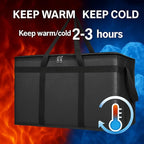 Bodaon Insulated Food Delivery Bag With Hard Bottom, XXXL Pizza Cooler Bags, Rideshare Delivery Bag, Grocery Shopping and Catering Thermal Cold/Hot Styrofoam Carrier for Travel/Car