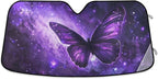 Car Windshield Sun Shade Butterfly Purple Galaxy Foldable UV Ray Sun Visor Protector Sunshade to Keep Your Vehicle Cool 55" x 27.6"