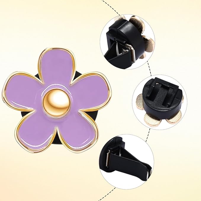 NBTEPEM 6 PCS Daisy Flower Air Vent Clip Car Decoration Accessories Air Conditioning Outlet Clip Car Air Freshener Clip Charm Car Interior Decor(3 cm, 3.3 cm, White, Purple)