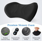 Lumbar Support Pillow for Office Chair and Car - Ergonomic Memory Foam Back Support Cushion for Automotive Seat, Desk Chair, and Recliner (Black)