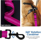 SlowTon Dog Seat Belt, Adjustable Dog Safety Belt Leash, 2 in 1 Latch Bar Attachment Dog Car Seatbelt with Elastic Nylon Bungee Buffer, Reflective Nylon Belt Tether (FU)