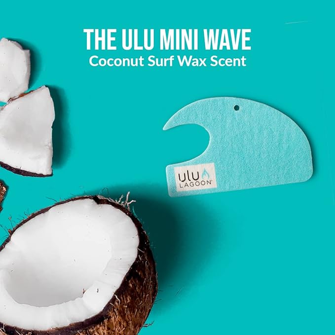 ulu Lagoon Hanging Car Air Freshener | Tropical Beach Coconut Surf Wax Scent Mini Wave | Long Lasting Car Freshener, Closet and Beyond | Made In USA | 3 Pack (Blue)