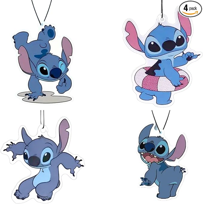 Rawan 4 Pack Car Air Freshener Cartoon, Accessories Cute for Women Girls And men Car, Funny Decor Hanging Fresheners Car Interior Room Decorations, for Christmas Gift. (B, Large)
