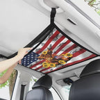 Cow USA Flag Car Roof Storage Bag Car Roof Seat Organizer Premium Car Seat Organizer One-Size-Fits Car Travel Accessories
