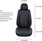 Black Car Seat Covers Full Set, Breathable Leather Automotive Front and Rear Seat Covers & Headrest for Comfortable Driving, Universal Auto Interior Fit for Most Kinds of Vehicles, Cars