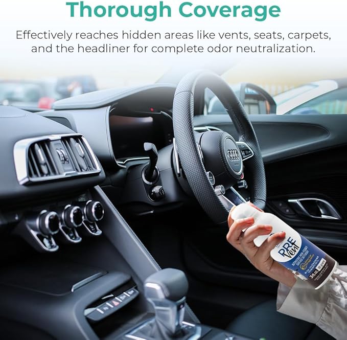 PreVent Car Fogger Deodorizing Air Refresher by Smart Common Sense, Long-Lasting Odor Control Spray for Vehicles, Lemongrass Fragrance, 3 fl. Oz