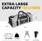 Waterproof Duffel Bag 110L- 700D PVC Dry Bag with Airtight Zipper, Large Dry Bag with Straps&Handles for Camping Boating Kayaking Rafting Canoeing Gym Beach Car Roof Storage (Grey)