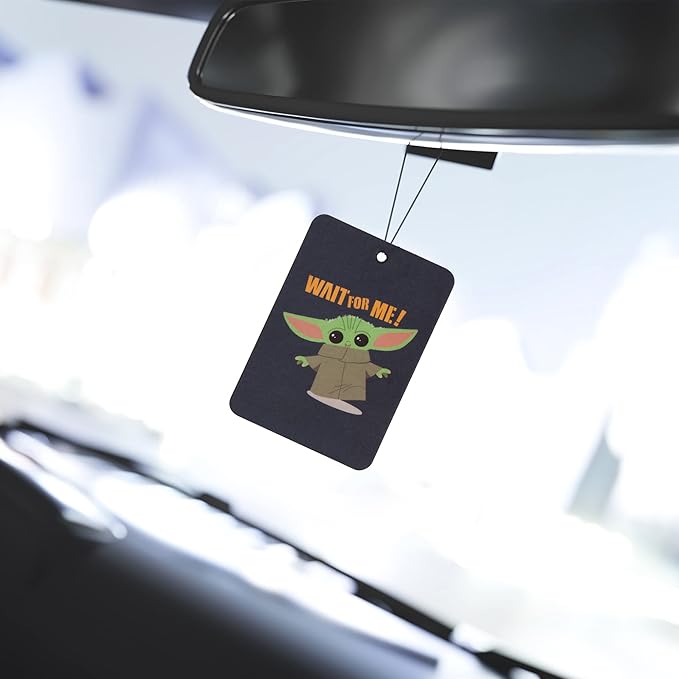 Plasticolor 005539R01Star Wars Mandalorian The Child Wait for Me 2-Sided Air Freshener - different image on each side - 2 pack