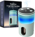 Battery Operated Waterless Diffuser – Portable Scent Machine for Car, Office & Bedroom, Ultrasonic Aroma Mist with 9 Color LED Light, Mini Essential Oil Diffuser Light Cyan