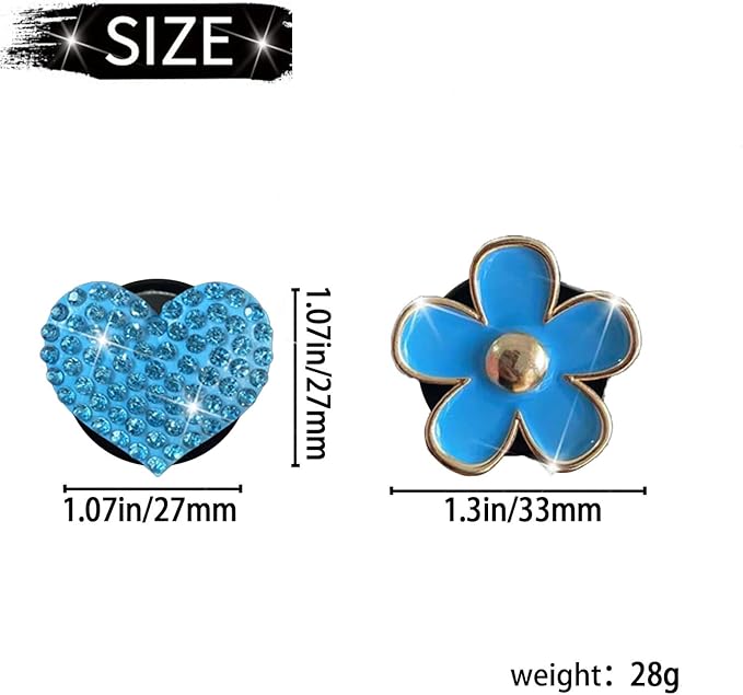 4PCS Car Air Vent Clips with Fragrance Pads, Cute Flower Car Air Fresheners Vents Clips Diamond Vent Clip Auto Interior Decor Charm Bling Auto Accessories Decoration for Women (Blue)