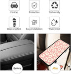 Vintage Groovy Flowers Auto Center Console Cover Pad Car Armrest Seat Box Cover Cushion Universal for Most Vehicle SUV Truck Car Accessories Decor