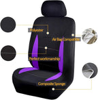Flying Banner Car Seat Covers Front Seats Rear Bench Polyester car seat Protectors Easy installations Rear Bench Split Classic Man Lady Truck (Full Set - Low Back, Black Purple)…