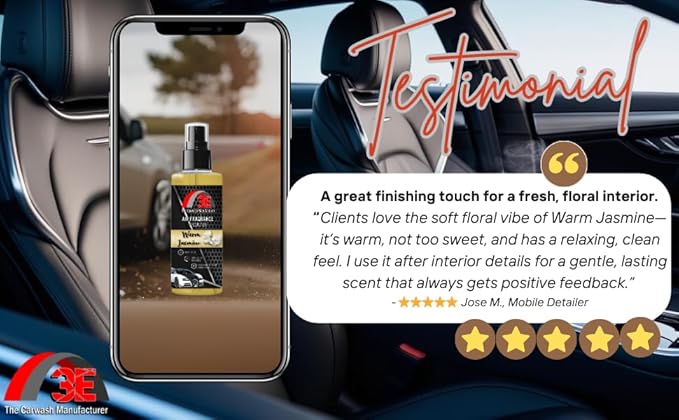 3E Car Air Freshener Concentrate – 64 oz – Professional Automotive Fragrance – Multiple Scents (Jasmine)