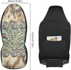 Western Car Seat Covers Set of 2,Rustic Brown Beige Teal Western Country Cowboy Tooled Leather Universal Auto Front Seat Cushion Protector for Women Men Cool Car Accessories Fit for Car Truck