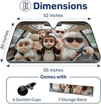 GENANY Monkey Windshield Sun Shade for Car SUV Truck (55x30 Inches), Front Window Visor for Windows, Protector Blocks UV