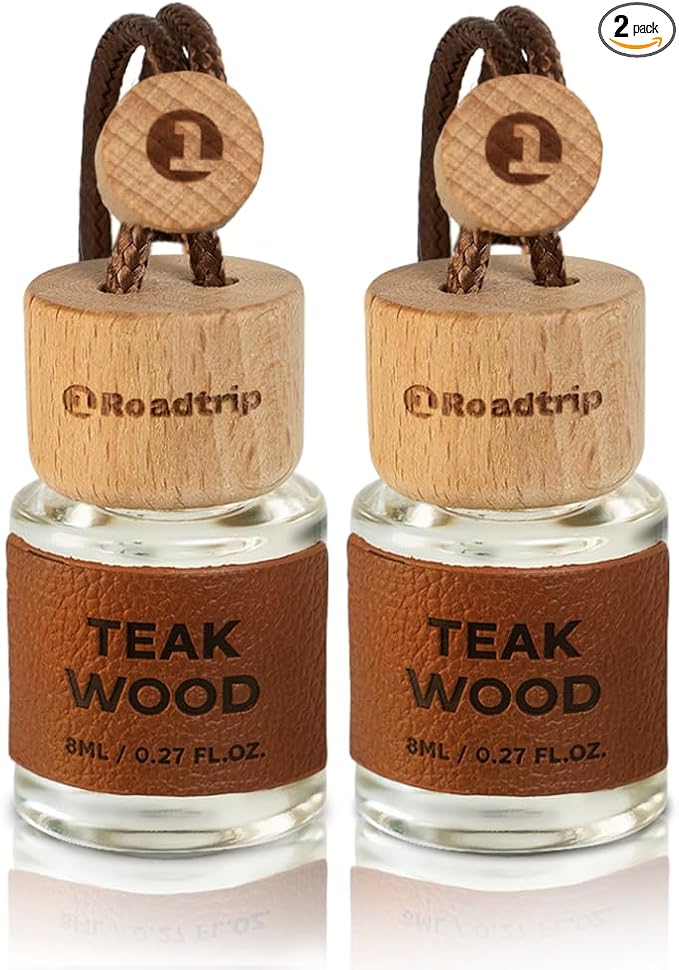 Scented Car Air Freshener - Long Lasting Essential Oil Diffuser - Car Accessories for Men & Women - Pack of 2 Non-Toxic Car Air Freshener - 0.27FL OZ/8ML (Brown, Sandalwood)