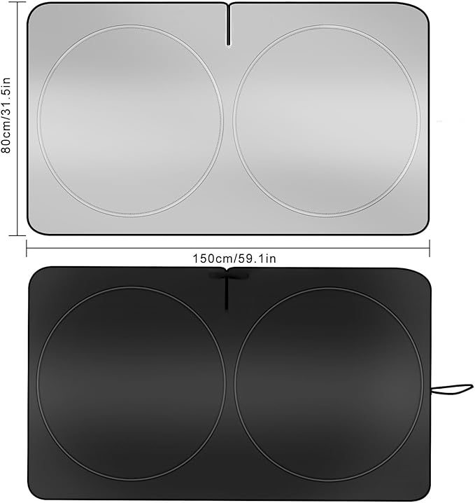YUGUANG 2 Pack Car Windshield Sun Shade, 240T Thickened Sun Shade for Car Front Windshield Blocks Heat U-V Rays to Keeps Cars Interior Cool (59.1 x 31.5inch)