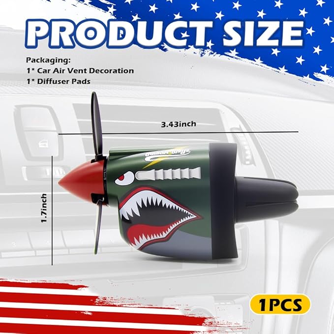 2026 New P-40 Warhawk Car Air Freshener,P-40 Fighter Car Vent Clips with Spinning Propeller for Reducing Odors,Universal Air Vent Decorations for Cars as Gift for Men & Pilots (P-40 Fighter Plane)