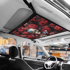Car Roof Storage Bag Rose Skeleton Print Car Roof Seat Organizer Multi-Purpose Car Bag Storage Box Organizer Pouch Pocket One Size Car Travel Accessories Suitable for Cars, SUVs