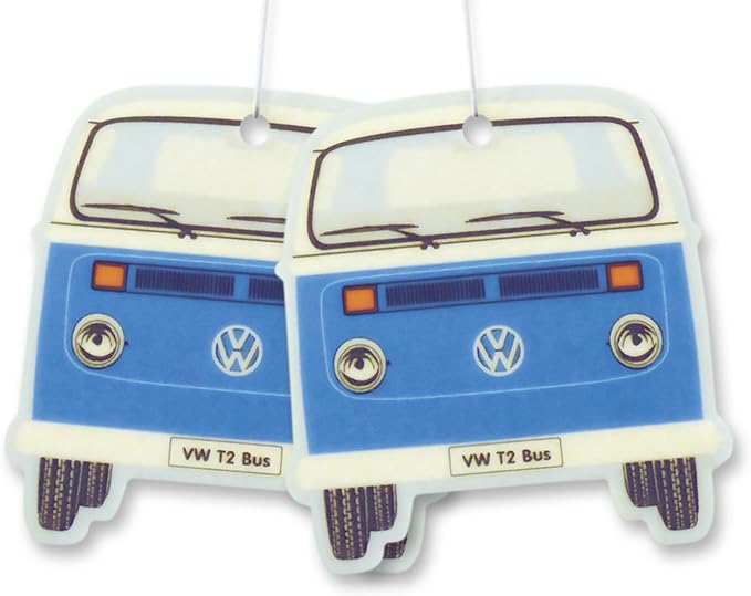 BRISA VW Collection Volkswagen Air Freshener, Room Freshener, Deodorizer for Cars T2 Bus Campervan Motif (Set of 2) (Blue/Sport Fresh)