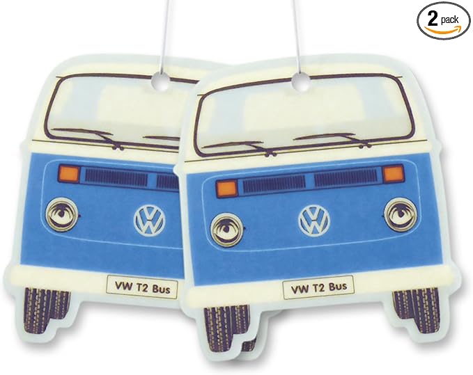 BRISA VW Collection Volkswagen Air Freshener, Room Freshener, Deodorizer for Cars T2 Bus Campervan Motif (Set of 2) (Blue/Sport Fresh)