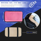 Ziciner Leather Car Center Console Armrest Pad, PU Waterproof Auto Seat Box Cover Protector, Hand Rest Cushion Protection Pad, Vehicles Interior Accessories Universal for Car,SUV (Pink)