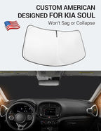 Proadsy 2026 Upgrade Windshield Sun Shade Custom Fit Kia Soul 2020-2025 2026 4-Layer Foldable Front Sunshade Protector Sun Visor Blocks UV Rays Keep Car Cooler