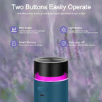 HODEMI Portable Smart Essential Oil Diffuser,Cold Mist Car Air Freshener Aromatherapy Diffuser with 10 LED Lights,Built-in Battery,Auto On/Off,4/8 Timer Modes,for Home Office and Travel (Blue)