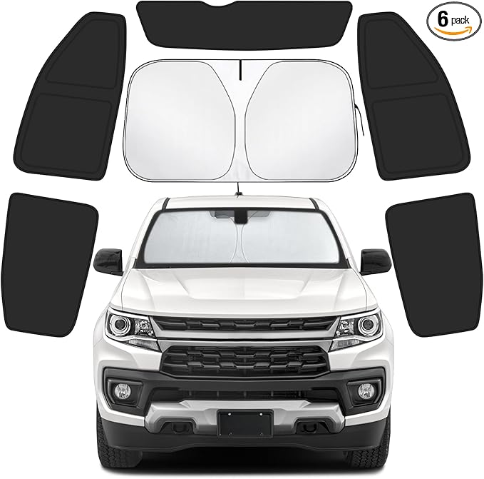 Car Window Shades Intended for Chevrolet Colorado 2015-2022, Privacy Window Covers 6PCS for Side, Rear & Windshield, Car Shield Sunshade for Privacy Protection, Heat Blocking, Camping and Parking