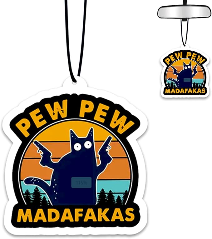1PCS Car Air Fresheners,Pew Pew Madafakas Car Air Fresheners for Cute Mirror Freshener Mirror Scented Hanging Cute Car Accessories Decor Interior Home,Cat Gifts for Women Men Friends Wife