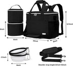 BAGLHER Dog Travel Bag Backpack Pet Supplies Backpack Pet Accessories Storage Bag 5-Piece Set With Shoulder Strap 2 Lined Pet Food Containers 4 Foldable Feeding Bowls Essential Kit for Pet travel