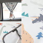 Magnetic Car Sun Shade Curtain for Side Window – Sun Blocker and UV Protector for Baby, Kids, and Pets – Universal Fit with Built-in Magnets for Steel-Framed Door (Dinosaur)