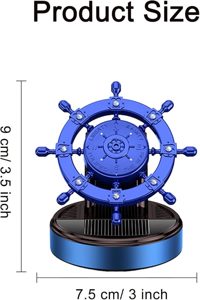 Car Air Freshener Solar Energy Rotating Car Decoration Alloy Car Diffuser Car Accessories Interior Aesthetic Car Perfume with Plant Essential Oil for Car Home Office (Blue)