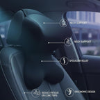 Car Neck Pillow for Driving Seat Car headrest Pillow/Gaming Chair Pillow with Adjustable Strap Removable Cover Ergonomic Design Neck Support Pillow for auto, Office Chair, Gaming Chair(Black)