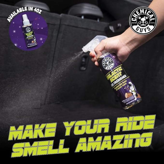 Chemical Guys Galactic Scent Air Freshener and Odor Eliminator, 16 fl oz with 3 Pack of Hanging Air Fresheners (Great for Cars, Trucks, SUVs, RVs, Home, Office, Dorm Room & More) - HOL460