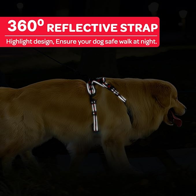 FURRYFECTION Plaid Dog Harness for Small Dogs, Reflective No Pull Adjustable Pet Vest with Front Clip, Leash, Easy Control Handle and Seat Belt, Red&Black, S