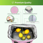 Iknoe Large Cooler Bag Collapsible 24 Can Insulated Bags Leakproof Lunch Cooler Tote with Multi-Pockets for Adult Insulated Thermal Bag for Beach, Picnic, Office Work(Pink)