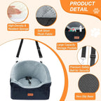 Vivifying Dog Car Seat for Small & Medium Dogs, Detachable & Washable Booster Seat for Pets Up to 30lbs, Travel Bed with Storage Pockets and Safety Belt – Gray&Black