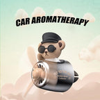 Car fragrance diffuser pilot air outlet cartoon rotating fan leaf perfume cute shape freshener with 2 fragrances (Teddy) 1 Count