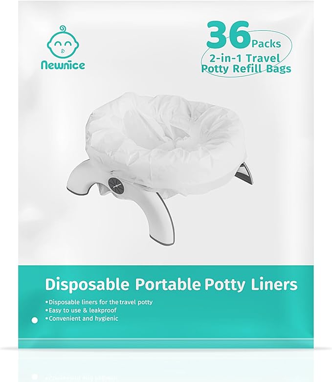 [36 Counts] Newnice Disposable Potty Liners with Absorbent Pads, Leak-proof Portable Travel Bags for Toddler Training, Compatible with OXO Tot 2-In-1 Go Potty & Most Potty Chairs