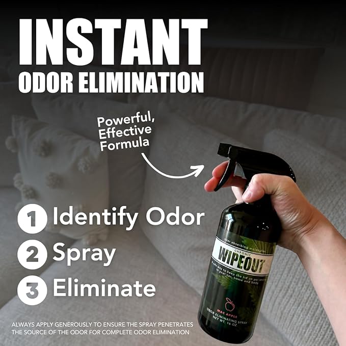 Chronic Wipeout Smoke Smell Eliminator for Home, Cars, Hands, Hair, Clothes, & More | Smoke Odor Eliminating Spray for All Kinds of Strong Smoke | Gifts for Smokers - Apple 2 Pack (16 oz)