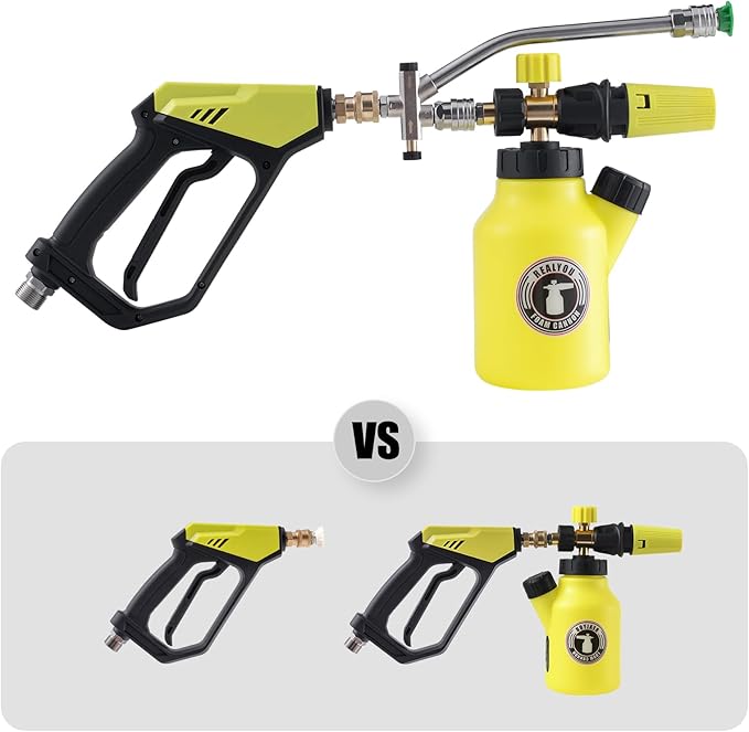 Realyou Foam Cannon Dual-Connector Accessory, Pressure Washer Double Tip Attachment for Foam Cannon, Pressure Washer Accessories with 1/4" Quick Connect for Car Wash, 5 Pressure Washer Sprayer Nozzles